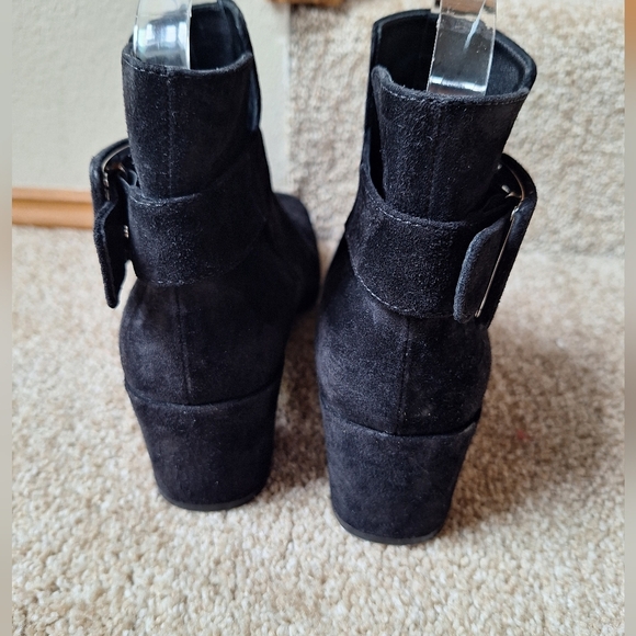 Roger Vivier black suede booties Square Toe Block Heel Buckle Womens Size 37.5 - Picture 5 of 9